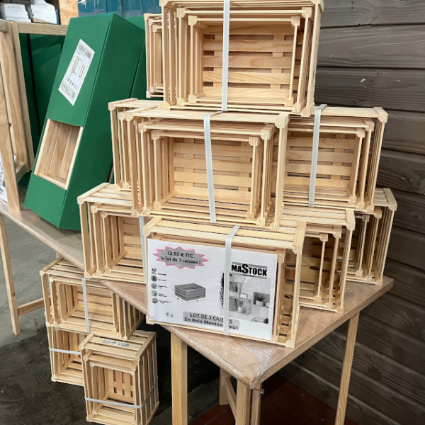 Lot de 3 caisses bois - Mastock