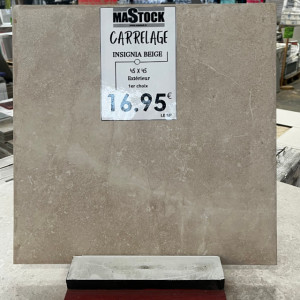 Carrelage imitation travertin "Insigna Beige" 45 x 45 cm - Mastock