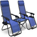 Lot 2 chaises longues inclinables et 1 table pliable - Mastock