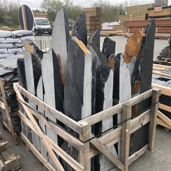 Menhir En Ardoise Noire Pour Jardin - Hauteur 70 à 90 Cm, Poids Environ 40 Kg - Décor Zen, Prêt à Poser